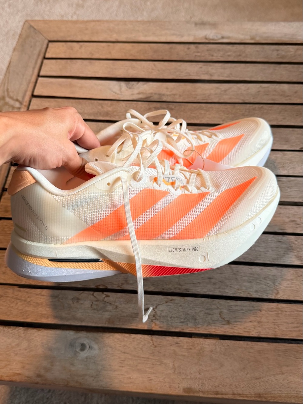 Adidas Adizero Boston 13 Running Shoes White Orange 9.5